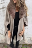 Casual Loose Fur Turndown Collar Long Batwing Sleeve Mid-length Fall Winter Cloak Coats Cardigans