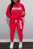White Sportwear Casual Letter Print Hooded Long Sleeve Sweatshirt and Pencil Sweatpants Fall Winter Two Pieces Sweatsuits Sets