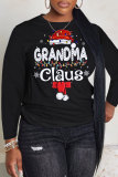 Black Purple Casual Letter Heart Print Round Neck Long Sleeve Fall Winter Sweatshirts Tops