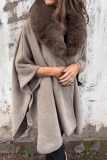 Casual Loose Fur Turndown Collar Long Batwing Sleeve Mid-length Fall Winter Cloak Coats Cardigans