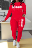 White Sportwear Casual Letter Print Round Neck Long Sleeve Sweatshirt and Pencil Sweatpants Fall Winter Two Pieces Sweatsuits Sets