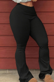 Grey Casual Sportswear Bodycon High Waist Flared Pants Trousers