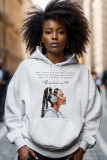 Brown Casual Loose African Girl Figure Print Draw String Hooded Collar Long Sleeve Fall Winter Sweatshirts Tops