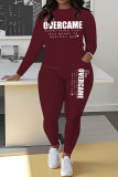 White Sportwear Casual Letter Print Round Neck Long Sleeve Sweatshirt and Pencil Sweatpants Fall Winter Two Pieces Sweatsuits Sets