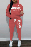 White Sportwear Casual Letter Print Hooded Long Sleeve Sweatshirt and Pencil Sweatpants Fall Winter Two Pieces Sweatsuits Sets