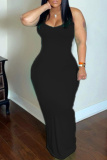 Brown Casual Backless Sleeveless Spaghetti Strap Long Bodycon Midi Slip Dresses