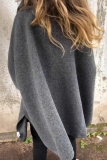 Casual Loose Fur Turndown Collar Long Batwing Sleeve Mid-length Fall Winter Cloak Coats Cardigans