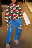 Black Red Christmas letetr Plaid Print Round Neck Long Sleeve Sweatshirt and Patch Sweatpants Fall Winter Two Pieces Sweatsuits Sets