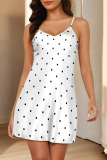Sexy Leopard Print Polka Dot Flowers Contrast Satin Short Camisole Pajamas Sleepwear Nightdress