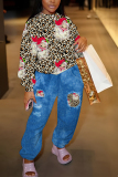 Black Red Christmas letetr Plaid Print Round Neck Long Sleeve Sweatshirt and Patch Sweatpants Fall Winter Two Pieces Sweatsuits Sets