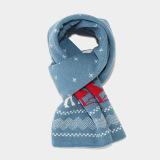 Red Christmas Reindeer Pattern Wapiti Contrast Knitted Hat Scarf Gloves Set