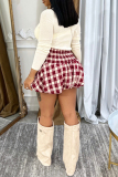 Black Plaid Loose High Waist Speaker Bubble Mini Skirts Bottoms