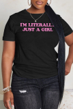 Brown Casual Letter Print Round Neck Short Sleeve T-Shirts Tops