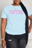 Brown Casual Letter Print Round Neck Short Sleeve T-Shirts Tops
