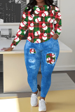 Black Red Christmas Casual Letter Plaid Print Round Neck Long Sleeve Sweatshirt and Pencil Sweatpants Fall Winter Two Pieces Sweatsuits Sets