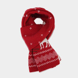 Red Christmas Reindeer Pattern Wapiti Contrast Knitted Hat Scarf Gloves Set