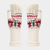 Red Christmas Reindeer Pattern Wapiti Contrast Knitted Hat Scarf Gloves Set