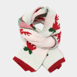 Red Christmas Contrast Reindeer Antler Decor Knitted Scarf Hat Gloves Three Piece Set