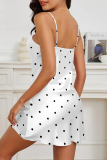 Sexy Leopard Print Polka Dot Flowers Contrast Satin Short Camisole Pajamas Sleepwear Nightdress