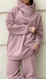 Yellow Sportwear Loose Casual Letter Print Hooded Long Sleeve Sweatshirt and Pencil Sweatpants Fall Winter Two Pieces Sweatsuits Sets
