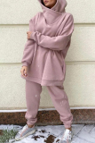 Yellow Sportwear Loose Casual Letter Print Hooded Long Sleeve Sweatshirt and Pencil Sweatpants Fall Winter Two Pieces Sweatsuits Sets