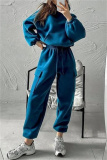 Brown Sportwear Casual Hooded Long Sleeve Sweatshirt and Cargo Sweatpants Fall Winter Two Pieces Sweatsuits Sets