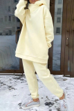 Yellow Sportwear Loose Casual Letter Print Hooded Long Sleeve Sweatshirt and Pencil Sweatpants Fall Winter Two Pieces Sweatsuits Sets