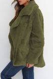 White Casual Fluffy Turndown Collar Long Sleeve Cardigan Faux Fur Open Front Oversized Winter Jacket