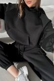 Brown Sportwear Casual Hooded Long Sleeve Sweatshirt and Cargo Sweatpants Fall Winter Two Pieces Sweatsuits Sets