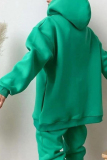 Yellow Sportwear Loose Casual Letter Print Hooded Long Sleeve Sweatshirt and Pencil Sweatpants Fall Winter Two Pieces Sweatsuits Sets