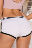 White Sexy Sportswear Leopard Print Stripe Bodycon Yoga Shorts Boxer Brief