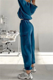 Brown Sportwear Casual Hooded Long Sleeve Sweatshirt and Cargo Sweatpants Fall Winter Two Pieces Sweatsuits Sets