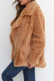 White Casual Fluffy Turndown Collar Long Sleeve Cardigan Faux Fur Open Front Oversized Winter Jacket