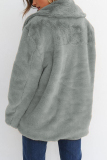 White Casual Fluffy Turndown Collar Long Sleeve Cardigan Faux Fur Open Front Oversized Winter Jacket