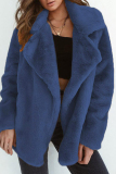 White Casual Fluffy Turndown Collar Long Sleeve Cardigan Faux Fur Open Front Oversized Winter Jacket