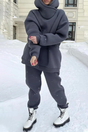 Yellow Sportwear Loose Casual Letter Print Hooded Long Sleeve Sweatshirt and Pencil Sweatpants Fall Winter Two Pieces Sweatsuits Sets