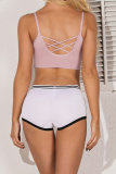 White Sexy Sportswear Leopard Print Stripe Bodycon Yoga Shorts Boxer Brief