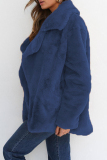 White Casual Fluffy Turndown Collar Long Sleeve Cardigan Faux Fur Open Front Oversized Winter Jacket