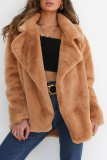 White Casual Fluffy Turndown Collar Long Sleeve Cardigan Faux Fur Open Front Oversized Winter Jacket