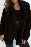 White Casual Fluffy Turndown Collar Long Sleeve Cardigan Faux Fur Open Front Oversized Winter Jacket