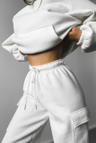 Brown Sportwear Casual Hooded Long Sleeve Sweatshirt and Cargo Sweatpants Fall Winter Two Pieces Sweatsuits Sets