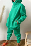 Yellow Sportwear Loose Casual Letter Print Hooded Long Sleeve Sweatshirt and Pencil Sweatpants Fall Winter Two Pieces Sweatsuits Sets