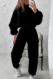 Brown Sportwear Casual Hooded Long Sleeve Sweatshirt and Cargo Sweatpants Fall Winter Two Pieces Sweatsuits Sets