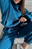 Brown Sportwear Casual Hooded Long Sleeve Sweatshirt and Cargo Sweatpants Fall Winter Two Pieces Sweatsuits Sets