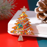 Champagne Daily Christmas Tree Rhinestone Hot Drill Brooch
