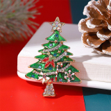 Champagne Daily Christmas Tree Rhinestone Hot Drill Brooch