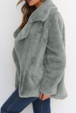 White Casual Fluffy Turndown Collar Long Sleeve Cardigan Faux Fur Open Front Oversized Winter Jacket