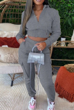 Black Sportwear Hooded Zip-up Long Sleeve Jacket and Pencil Cargo Sweatpants Fall Winter Two Pieces Sweatsuit Set