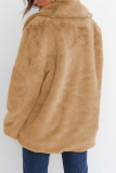 White Casual Fluffy Turndown Collar Long Sleeve Cardigan Faux Fur Open Front Oversized Winter Jacket