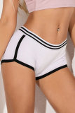 White Sexy Sportswear Leopard Print Stripe Bodycon Yoga Shorts Boxer Brief